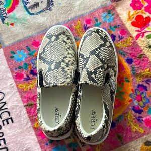 J Crew Road trip snakeskin-embossed slip on sneakers